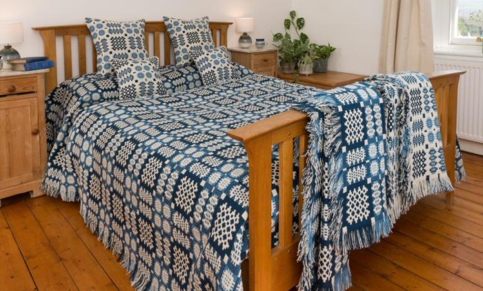 Pure wool bedspread woven at Trefriw Woollen Mills